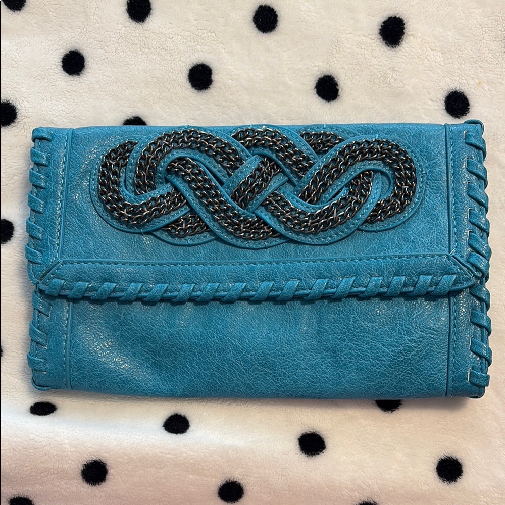 Teal Clutch with Braided Detail